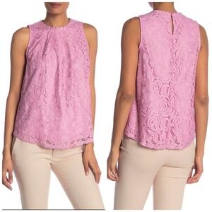 Adrianna Papell Lace Knit Top Sleeveless Medium Nwt Lilac